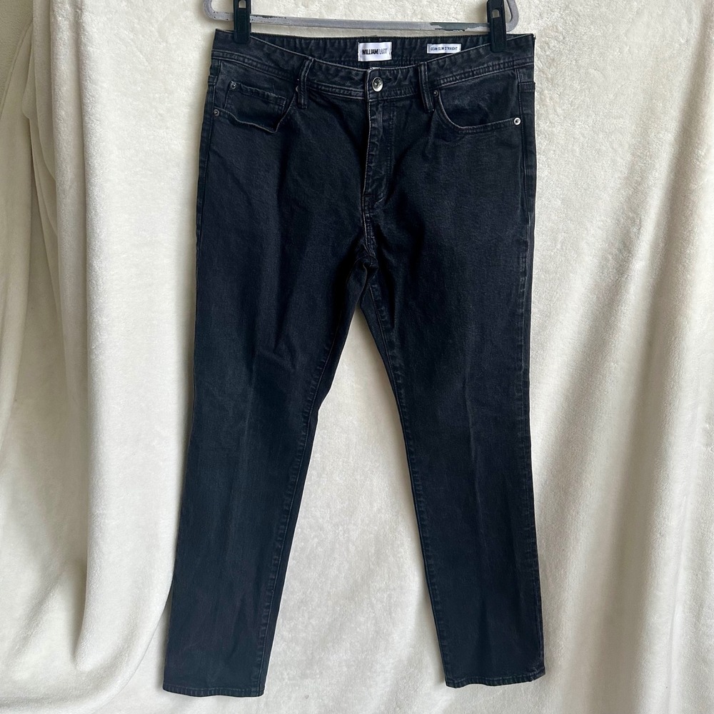 William Rast Dean Slim Straight Black Jeans Mens Sz 36x32 Stretch Denim Pants